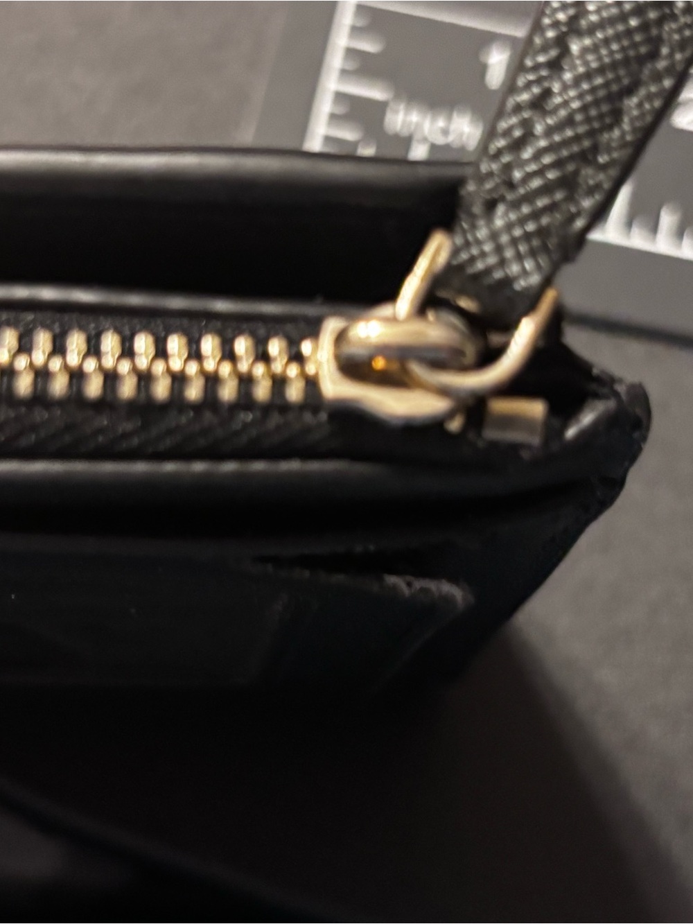 kate spade black zip card wallet gold logo damage noted-id slot See PHOTOS - Picture 13 of 14